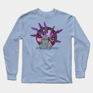 Scottish Fold cat with flowers Long Sleeve T-Shirt